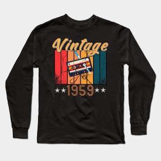 61th Birthday 61 Years Old 61th Vintage Retro cassette Mixtape Music Cassette 1959 Birthday Long Sleeve T-Shirt